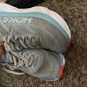 Hoka Women's Light Blue with Coral Accent Athletic Running Shoes